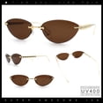 thumbnail image 2 of Womens Rimless Metal Rim Cat Eye Pyramid Stud Jewel Arm Sunglasses Gold - Brown, 2 of 8