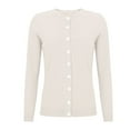 thumbnail image 4 of Cardigan Sweaters For Women Lightweight Crew Neck Long Sleeve Cardigan Sweater Fall Fashion Outfits Clothing Covering Yarn Blending Jackets Outerwear Jackets 1Pc Beige L Sweaters For Women, 4 of 5
