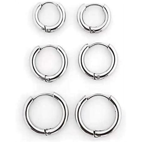 Hoop Earrings Surgical Stainless Steel Hoop Earrings 8mm 10mm 12mm Cartilage Helix Sleeper Earring for Men Women Girls Boys
