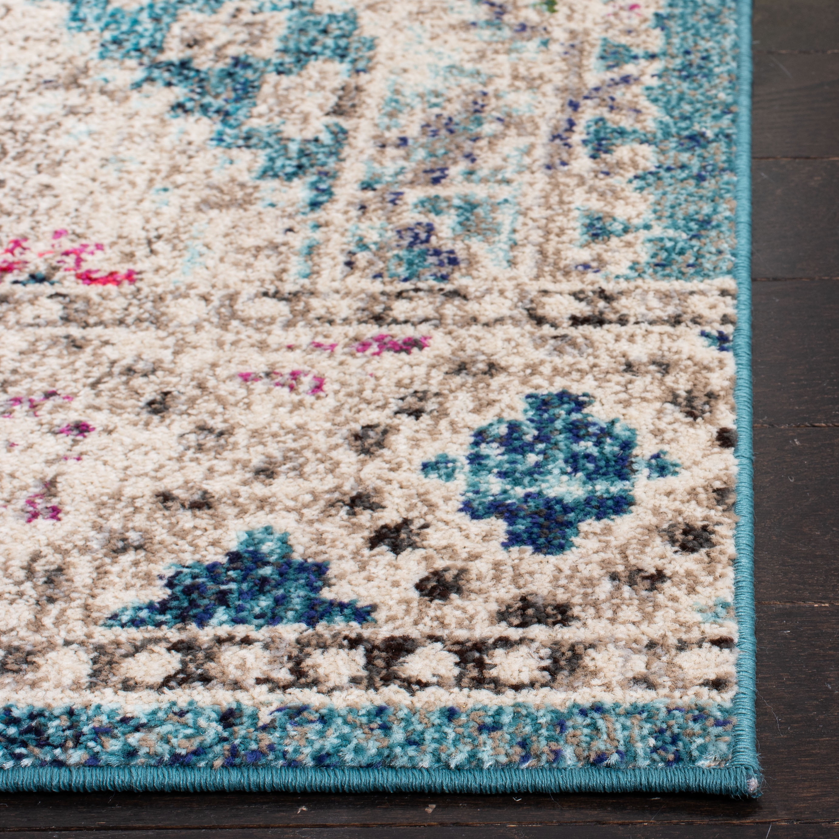SAFAVIEH Madison Lanford Vintage Geometric Runner Rug, Dark Blue/Yellow, 2' x 8'