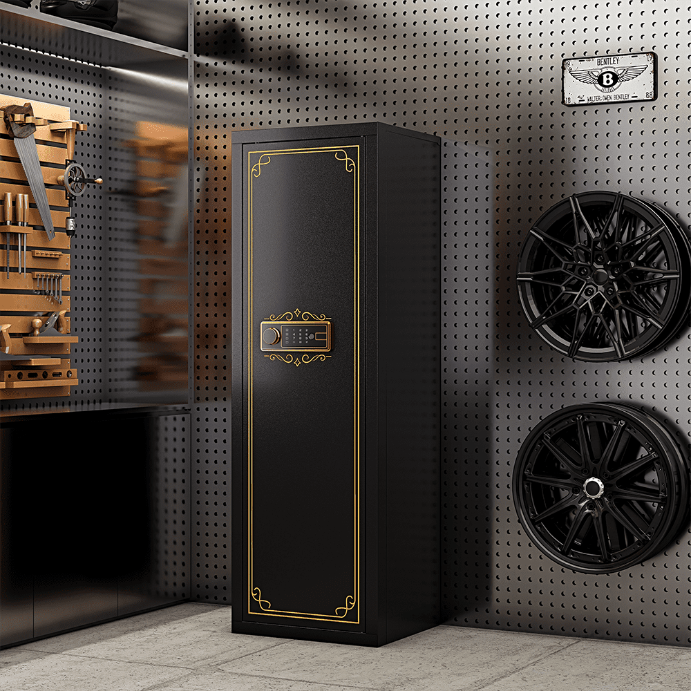 Kaer 10-12 Gun Safe For Rifles And Pistols Biometric Gun Cabinet For Rifles And Shotguns Fingerprint Rifle Safes For Home Clearance Gun Safe Long Gun Locker With Removable Shelf Gun Rack Unassembled