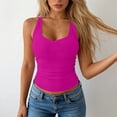 thumbnail image 3 of Dvprdro Womens Soft Stretchy Ruched Tank Tops Crewneck Sleeveless Pull On Solid Casual Summer T Shirts, 3 of 8