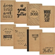 8 Pack Inspirational Notebook A5, 5x8 Kraft Paper Lined Journals, Bulk Set, Art Journals, Teacher Notebook for School Classroom, Home, Office - Motivational Theme