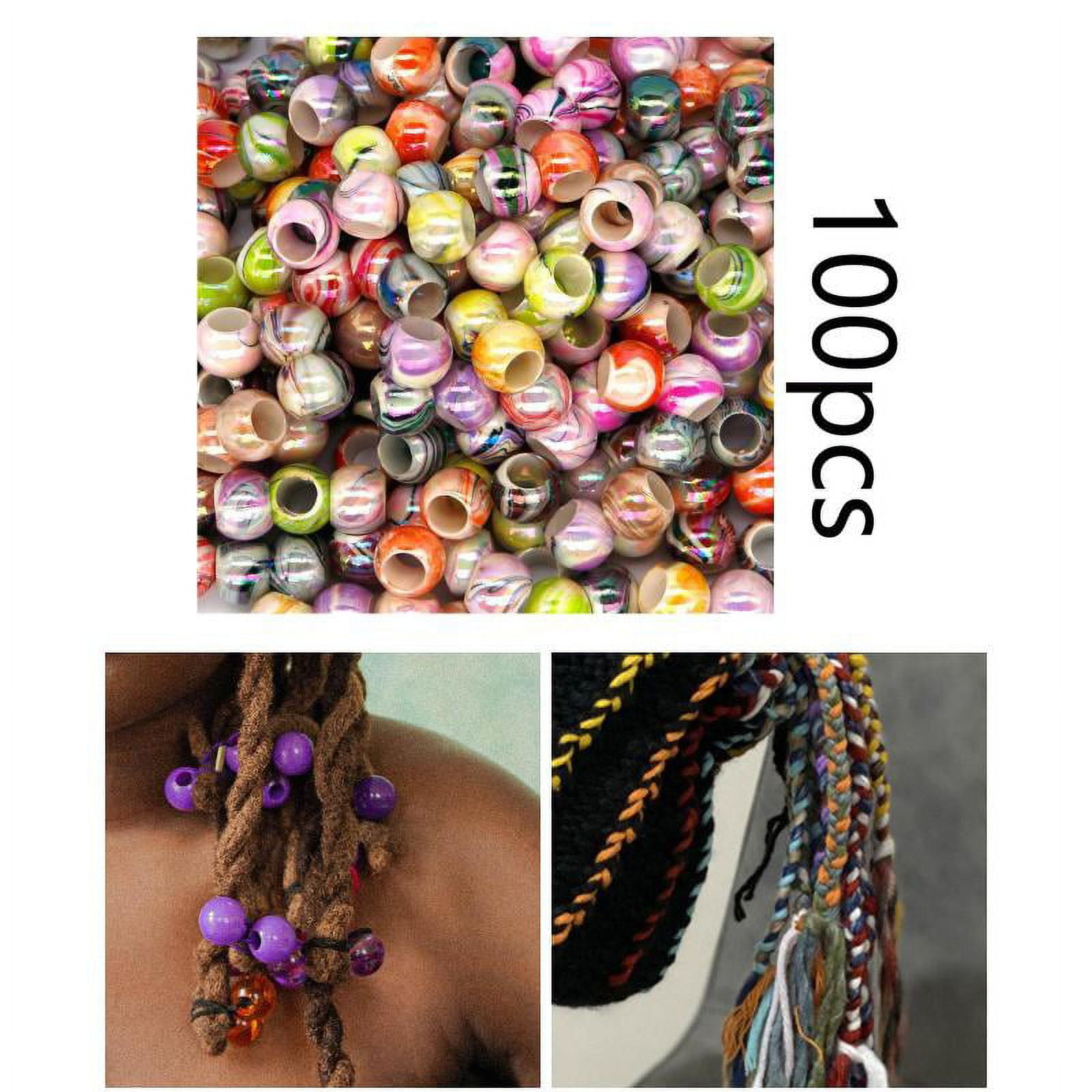 100pcs/bag Women Hair Braid Beads Antique Dreads Decoration Pendants Men  Kids Clear White Black Africa