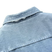 Men's Denim Trucker Jacket Distressed Ripped Motorcycle Slim Fit Blue Jean Jackets Coat for Men
