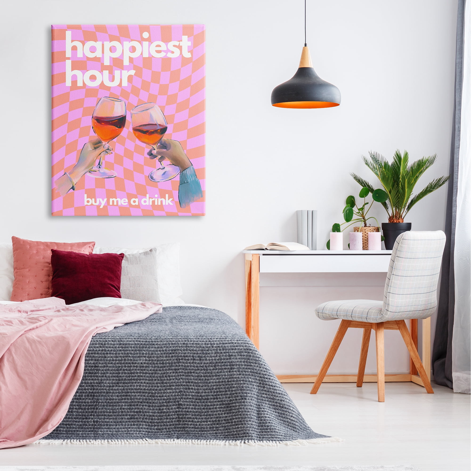 Stupell Industries Groovy Happiest Hour Food & Beverage Painting Gallery Wrapped Canvas Art Print Wall Art, 36 x 48
