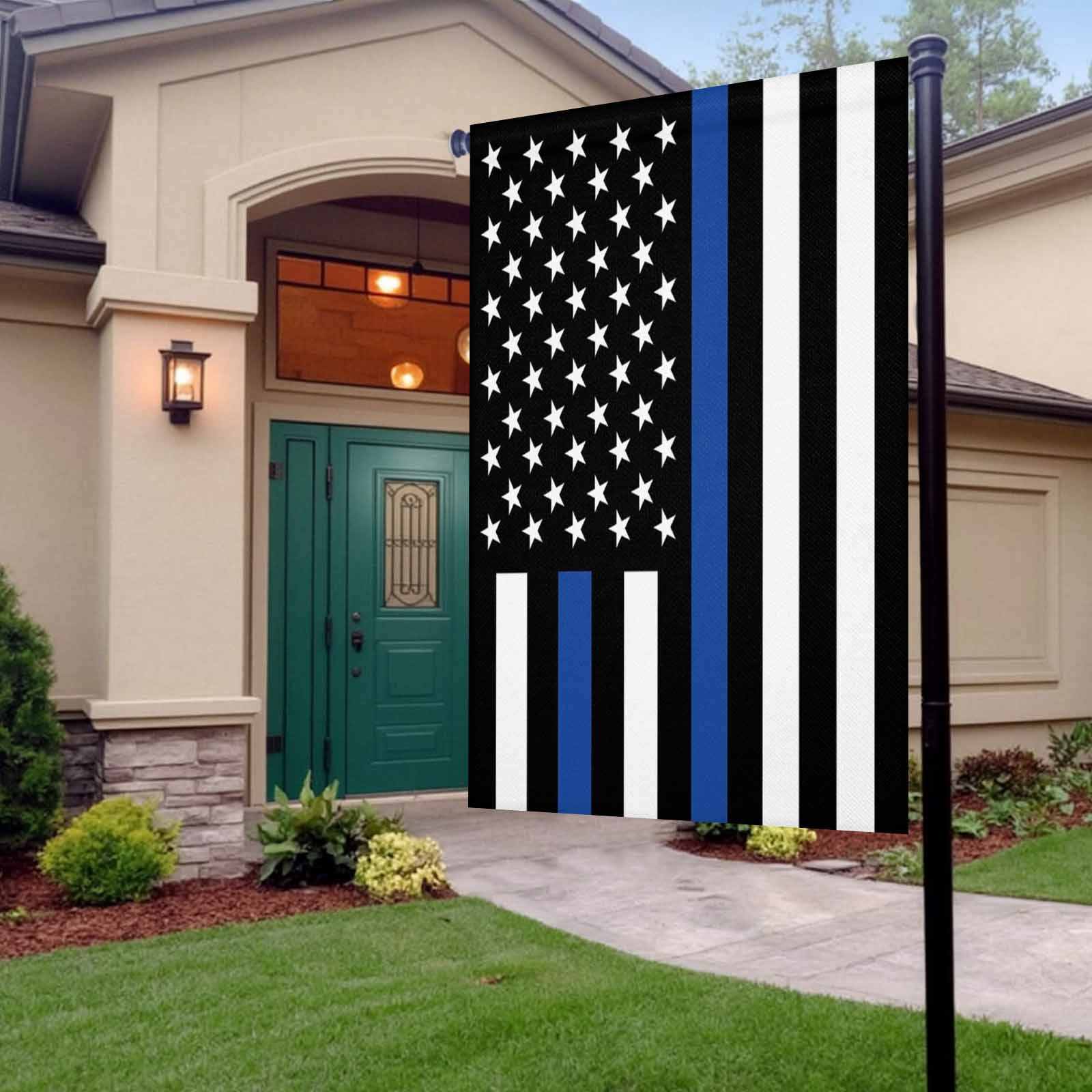 4th of July Garden Flags Blue Line USA Flag Garden Flag Double Sided Welcome Flag Men And Women's Law Enforcement Independence Day Yard Flags for Outdoor Lawn Porch Memorial Day Decor 28x40 Inch