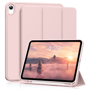 Aoub Case for iPad (A16) 11th Generation Case 2025, iPad 10th Generation Case 2022, Tri-fold Stand Smart Case Soft TPU Back Case with Pencil Holder, Auto Sleep/Wake (Pink)