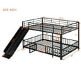 thumbnail image 5 of Bellemave Full Over Full Bunk Bed with Slide, Metal Low Bunk Beds Frmae with Safety Guardrail, Floor Bunk Bed with Small Door and Fence, No Box Spring Required (Black）, 5 of 8