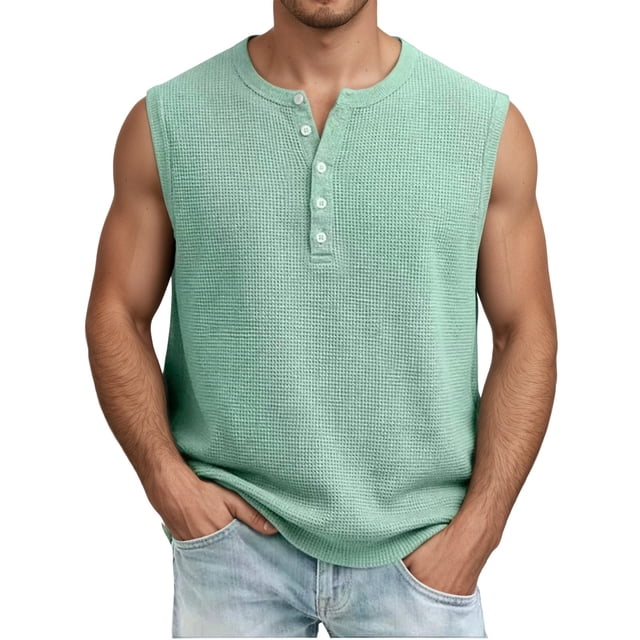 Versatile Casual Vest for Daily Wear Open Front Sleeveless Knit Outerwear with Solid Plaid Pattern Relaxed Fit Summer-Ready Style for Men