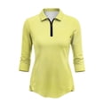 thumbnail image 2 of Uorisanigo Yellow Women's 3/4 Sleeve Golf Top with Zipper Comfortable Breathable Women's Dry-Fit Golf Polo Shirts Casual Soft Polyester Spandex Fabric Fashion Workout Tops Size L, 2 of 7