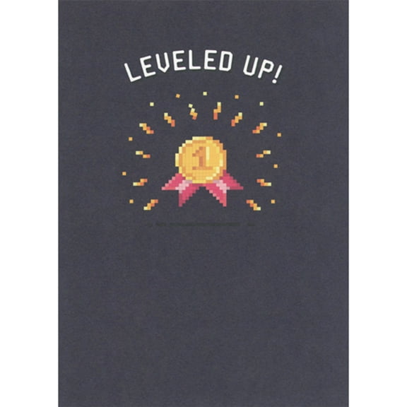 RSVP Leveled Up Gold Coin: Achievement Unlocked High School Graduation Congratulations Card