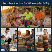 JYX Bluetooth Speaker with Microphone, Portable Party Speaker with LED Light for Outdoor, D18