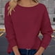 thumbnail image 5 of Suéter de cuello redondo para mujer, color liso, suelto, cuello redondo, manga larga, túnica, blusa para mujer, 5 of 8