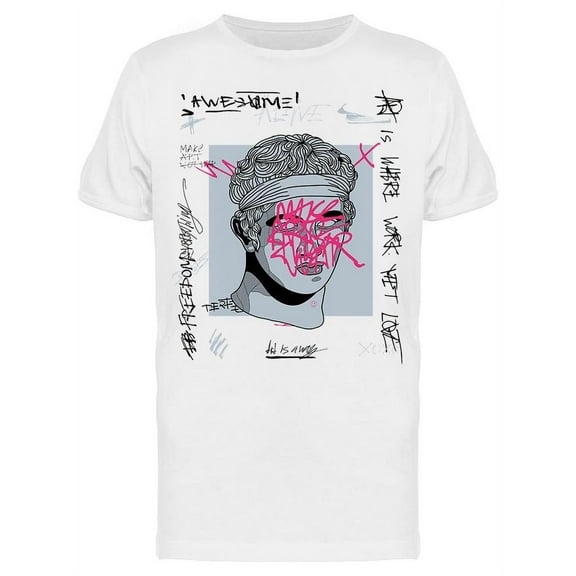 Diadumenos Sculpture Calligraphy T-Shirt Men -Image by Shutterstock, Male Small