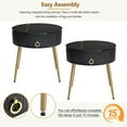 thumbnail image 6 of Gzxs Nightstands Set of 2, Black Round End Table with Drawer, Modern Bedside Table Wood Night Stand for Bedroom, Living Room, Sofa Couch, Hall, Easy Assembly, 6 of 9