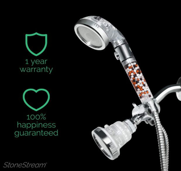 5-Pc Kit StoneStream Handheld Showerhead Hard Water Filter Wall Shower Adapter