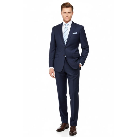 Men Suit BERLUSCONI Turkey 100% Soft Italian Wool Super 180's #Ber28 Navy Blue