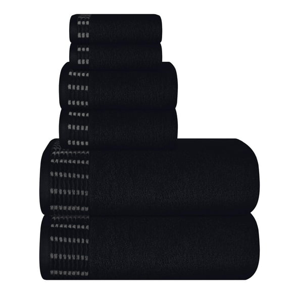 BELIZZI HOME Ultra Soft 6 Pack Cotton Towel Set, Contains 2 Bath Towels 28x55 inch, 2 Hand Towels 16x24 inch & 2 Wash Coths 12x12 inch, Ideal for Everyday use, Compact & Lightweight - Black