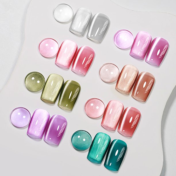 Set de esmaltes de uñas en gel MIZHSE Cat Eye de 8 colores con barra magnética