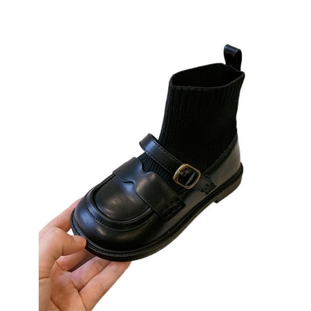 

Ferndule Child Sock Style Dress Boot Party Comfort Round Toe Casual Leather Booties Black 8C