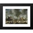 thumbnail image 2 of Abraham Beerstraaten 24x18 Black Modern Framed Museum Art Print Titled - Landscape with Ice-Skaters, 2 of 5