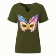 thumbnail image 5 of ATENAR T Shirts for Women Short Sleeve Casual Shirts for Women V Neck Tee Army Green S, 5 of 6