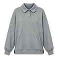thumbnail image 5 of Fashion Sweatshirts for Women Plus Size Pullover Sweatshirt Long Sleeve Button With Kangaroo Pocket Side Slit Loose Tops, 5 of 7