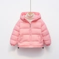 thumbnail image 2 of IVEYRTF Kids Solid Color Hooded Puffer Jacket Warm Winter Coat for Boys and Girls Long Sleeve Zipper Outerwear Fall and Winter Jacket for Children(Pink,3-4 Years), 2 of 8