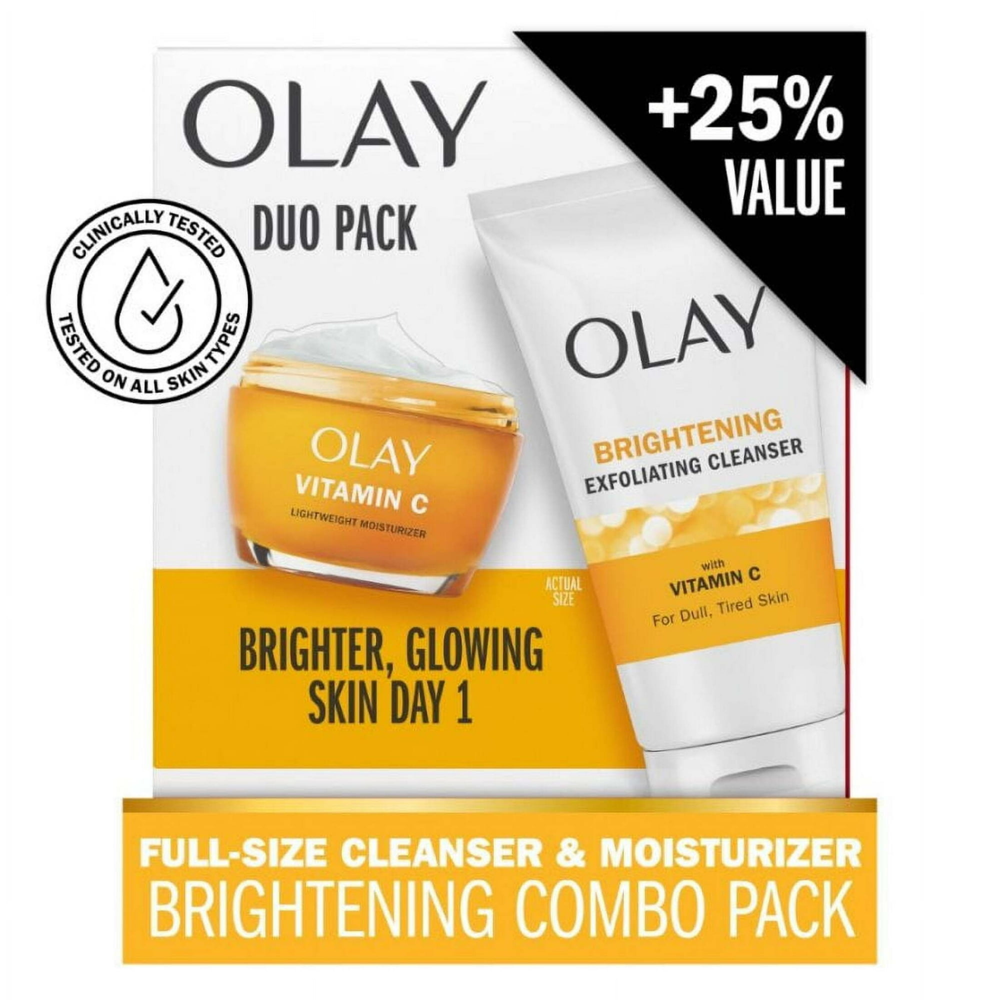Olay Skin Care Regenerist Vitamin C+Peptide 24 Gift set, Facial Cleanser 5 fl oz, Facial Moisturizer 1.7 fl oz