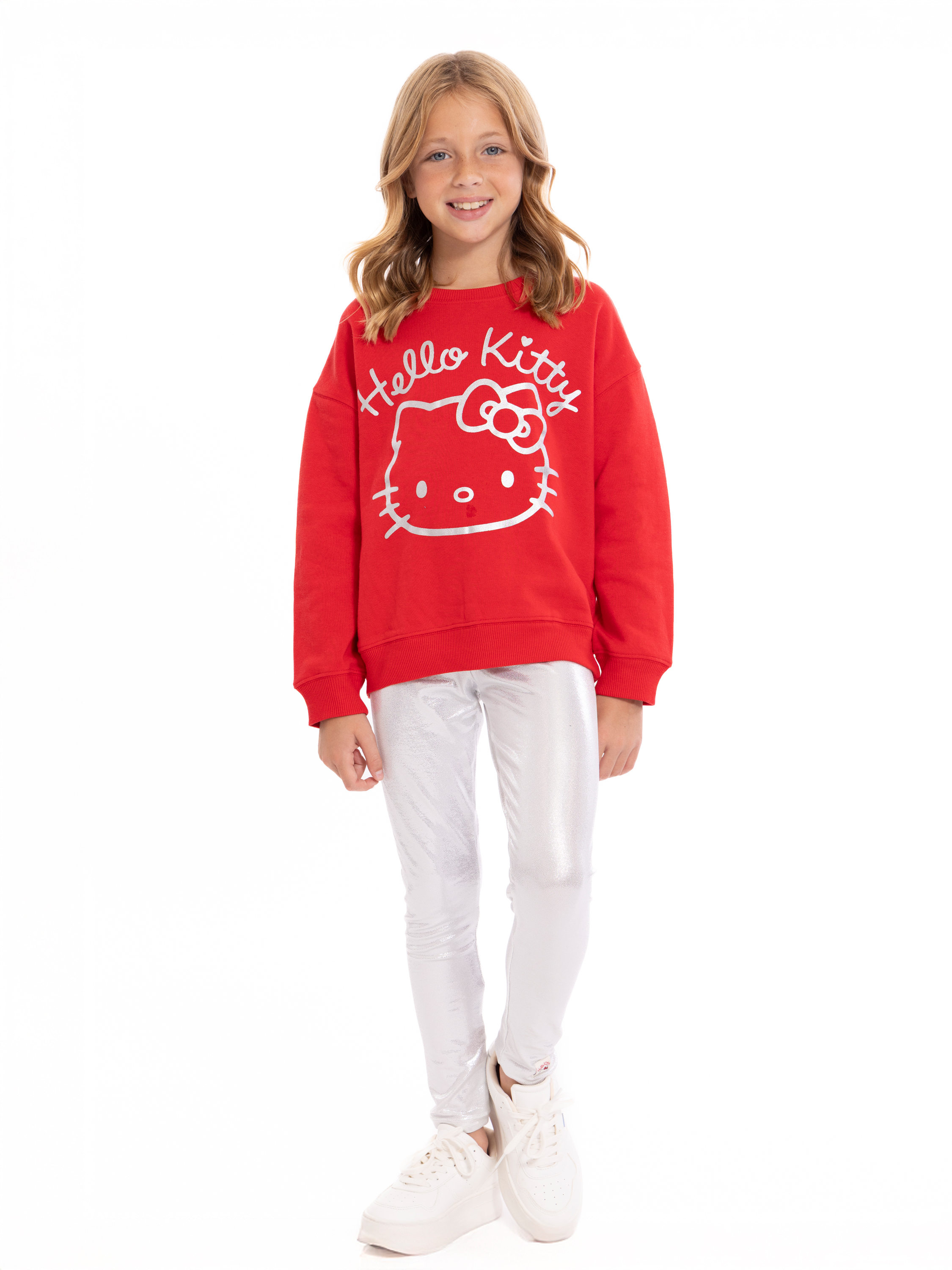 Kitty Girls' Graphic Sweatshirt and Shimmering Leggings Set, 2 Piece, Sizes 4-16