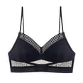 thumbnail image 2 of Gymayou Seamless Low Back Bra Wireless Padded Spaghetti Straps Bralette Thin Straps V Neck Backless Comfort Underwear Bra 1pc-Black L, 2 of 5