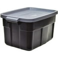 thumbnail image 2 of Rubbermaid Roughneck Tote 14 Gallon Stackable Storage Container with Stay Tight Lid & Easy Carry Handles, Black/Cool Gray 6 Pack, 2 of 2