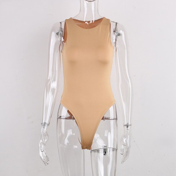 Tops de algodón para el cuerpo, ropa de calle, monos blancos, traje, ropa, catsuit, talla O, cuello, verano, sin mangas, Sexy, mono con hombros descubiertos para mujer Tan Jianjun unisex