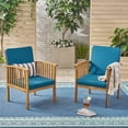 thumbnail image 2 of GDF Studio Oliver Outdoor Acacia Wood Club Chairs with Cushions, Set of 2, Brown and Dark Teal, 2 of 10