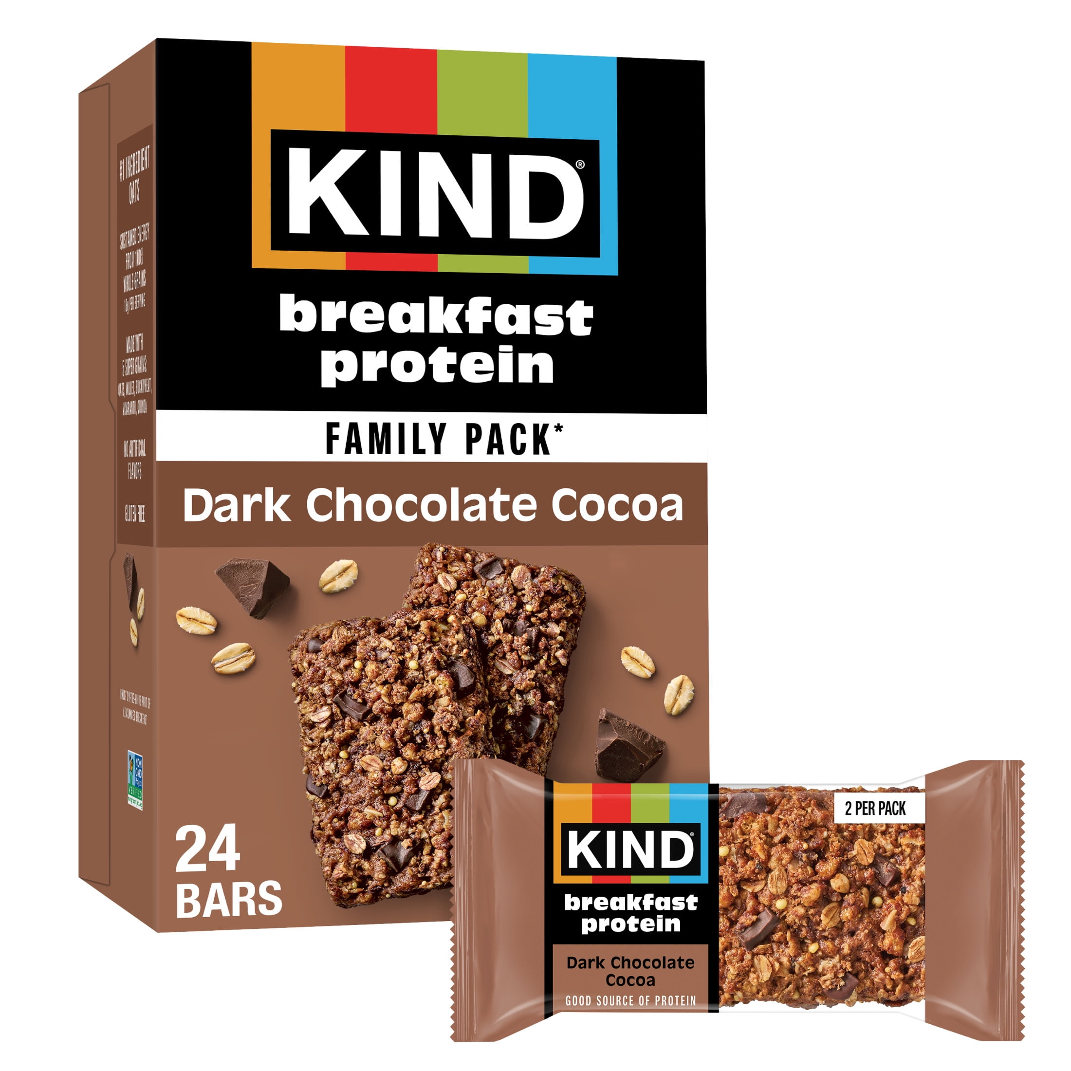 (3 pack) KIND Breakfast Protein Bars, Dark Chocolate Cocoa, Gluten Free, 8g Protein, 12 Packs