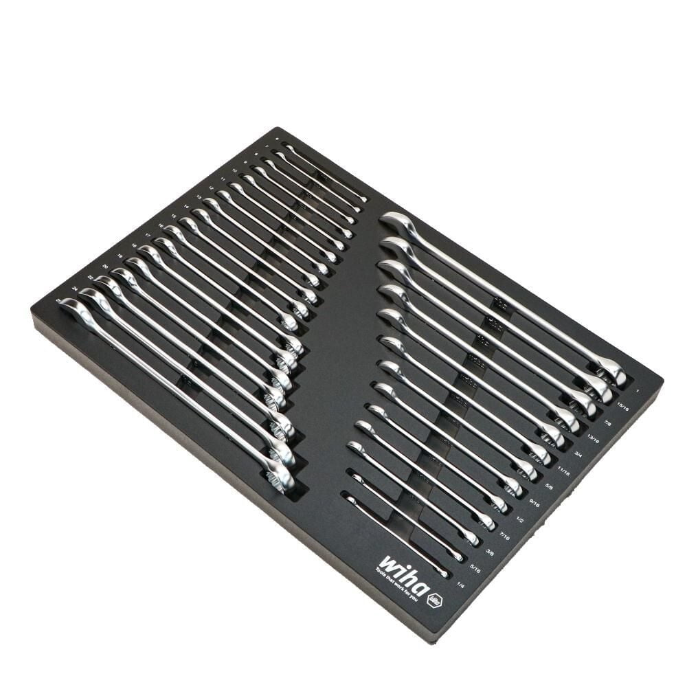 Wiha Tools 31 Piece Combination Wrench Tray Set - SAE and Metric