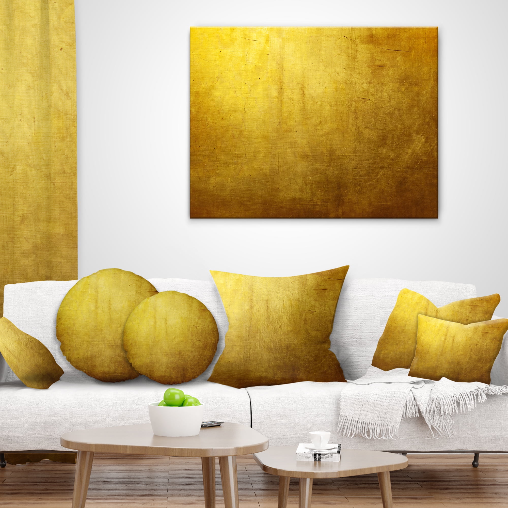 Designart Gold Texture - Abstract Throw Pillow - 16x16