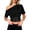tshirts 48#Black, variant on Womens T Shirts Off Shoulder Short Sleeve Lace Waist Patchwork Slim Fitted Crop Top Solid Color Fashion Layering Shirt Tshirts,Black,L
