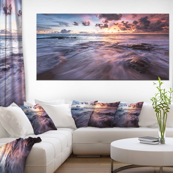 Waves Hitting Rocky Beach - Beach Photo Canvas Print