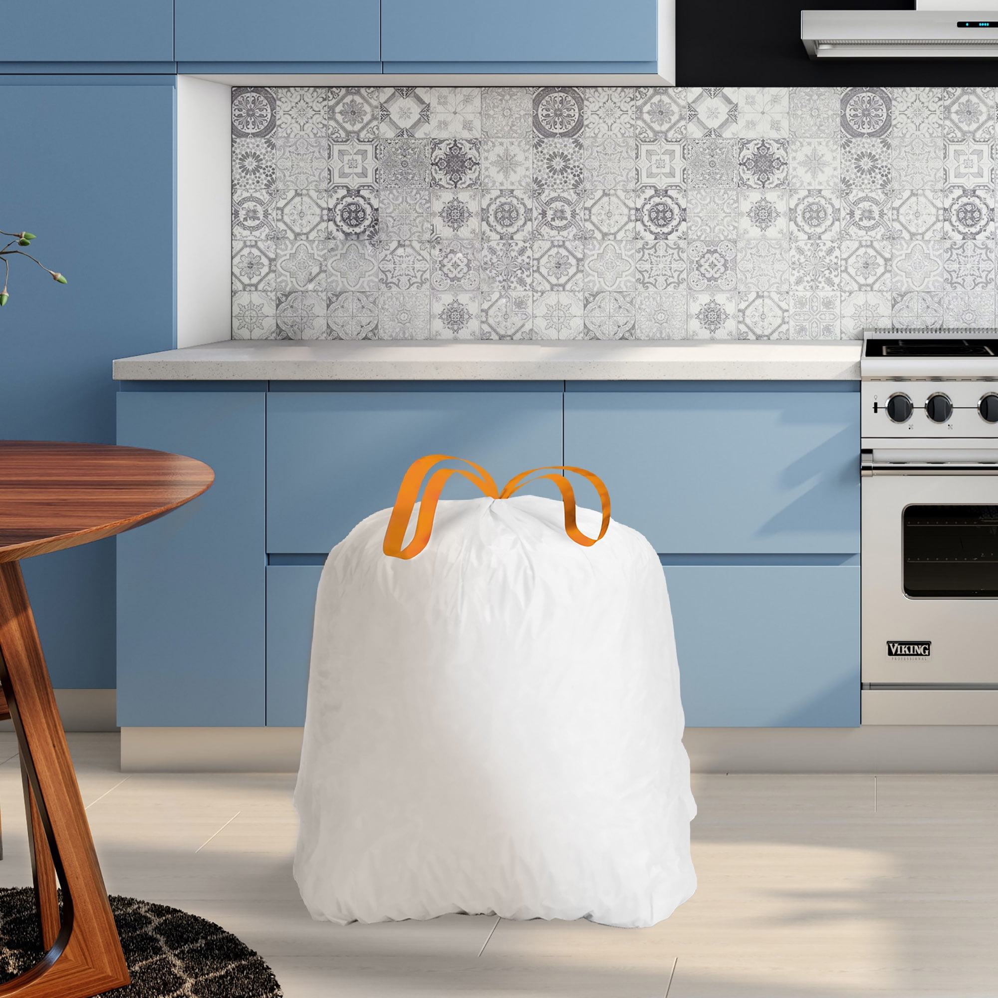 Husky Tall Kitchen White Trash Bags, 13 Gallon, 120 Bags (Expandable Drawstring, 10% PCR)
