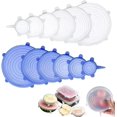 thumbnail image 1 of Juego de tapas elásticas de silicona reutilizables, genéricas, blancas y azules, 1 of 5