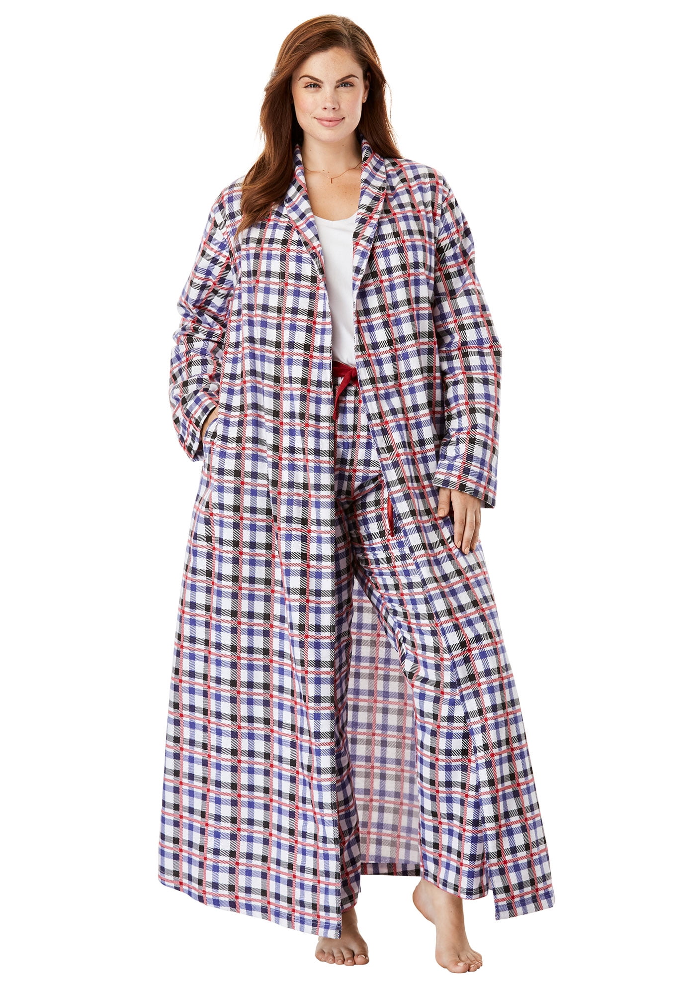 Womens Plus Size Long Flannel Robe Dreams & Co