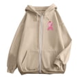 thumbnail image 5 of Womens Zip Up Hoodie Pullover Cancer Awareness Ribbon Long Sleeve Pocket Front Comfortable Soft Cozy Casual Sweatshirt for Everyday Wear, 5 of 6