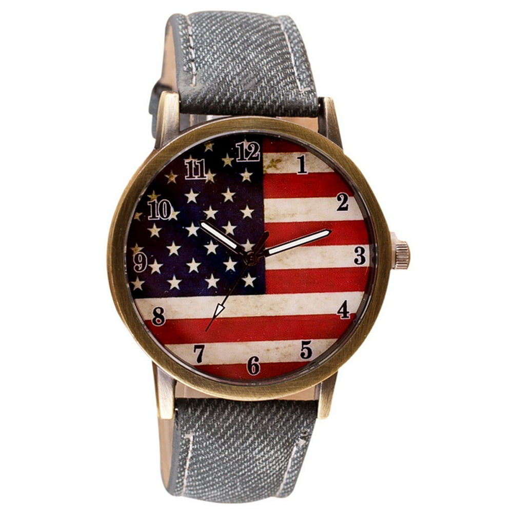 FHD United States American Flag USA Watch Patriotic Light Black Band