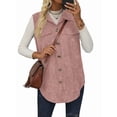 thumbnail image 4 of Gilets en Velours Côtelé pour Femmes, Gilet Sans Manches à Boutons, Veste Décontractée, Rose Racine de Lotus m, 4 of 9