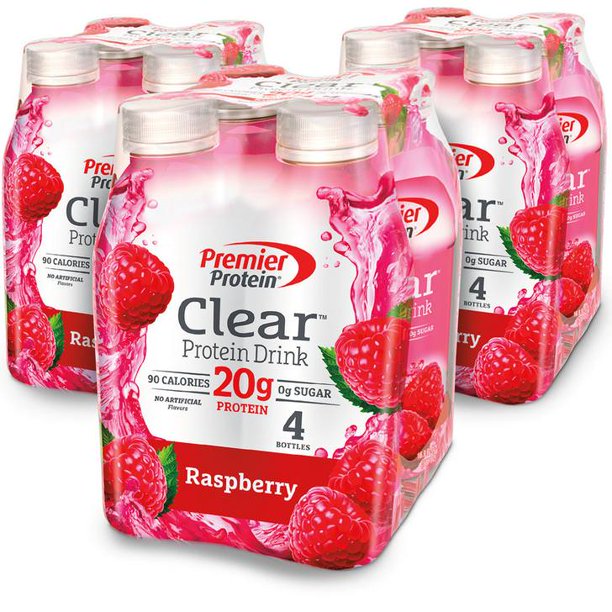 Premier Protein Clear Protein Drink, Raspberry, 20g Protein, 16.9 Fl Oz