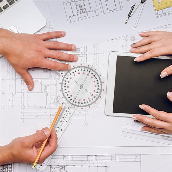 5pcs 12 Inch Goniometer,Transparent Orthopedic Angle Ruler Plastic Goniometer 360 Degree Spinal Goniometer