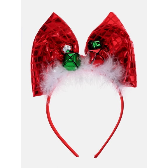 Way to Celebrate Women's Embellished Holiday Bow Headband, Red, 1 Piece, One Size Fits Most