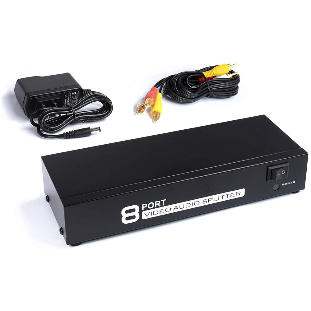 RCA Audio Video Splitter with Composite Cable 8 Way AV Switch Box for